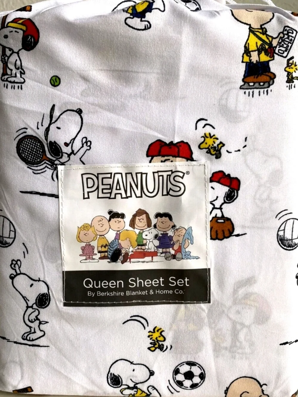 Peanuts Snoopy Charlie Brown Sports Queen Sheet Set Tennis Baseball